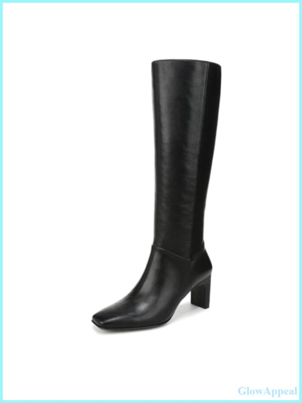 Knee High Boot Side Zip Square Toe Blade Heel Comfort